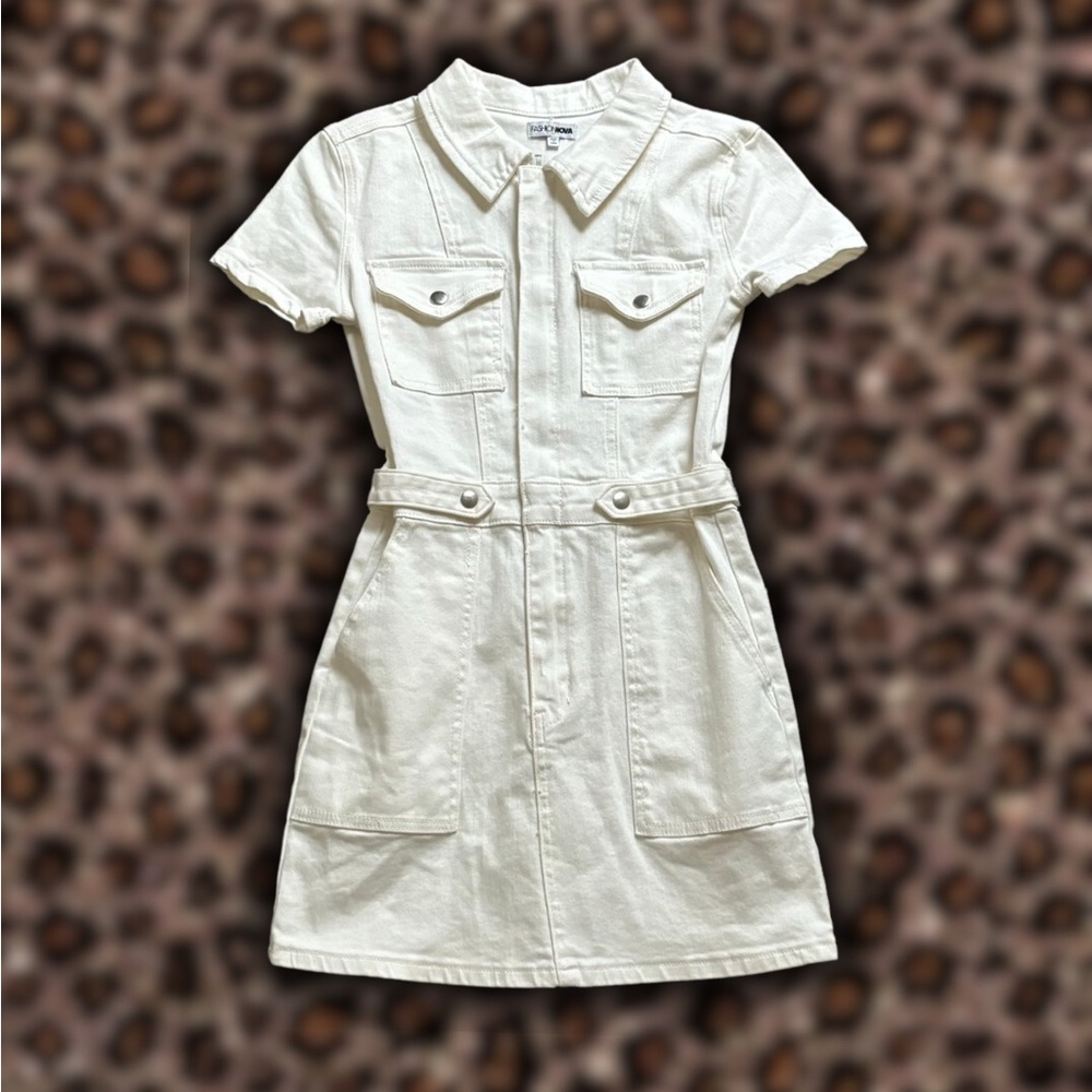 white denim mini dress